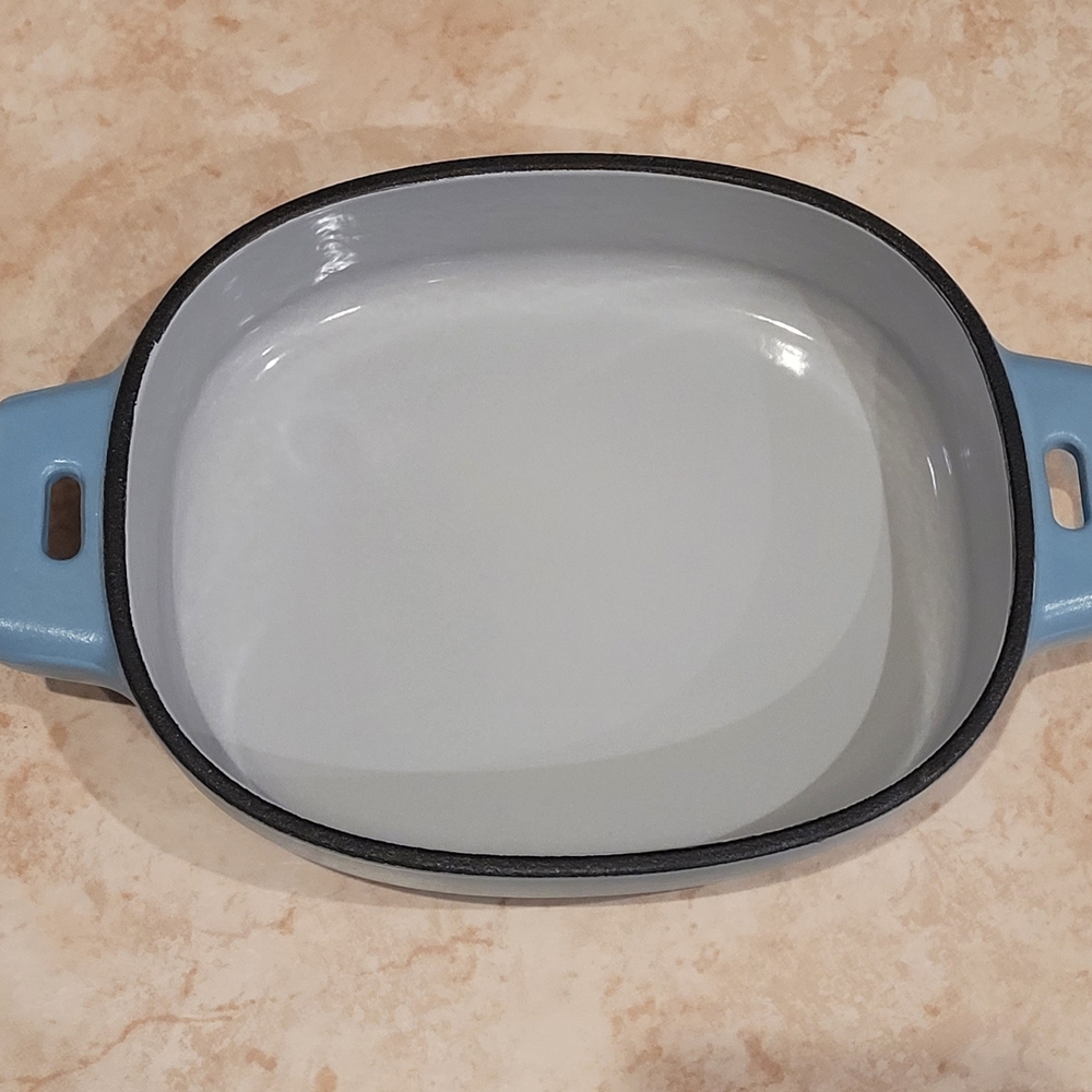 Pampered Chef 1-quart enameled cast iron baker in limited edition light blue